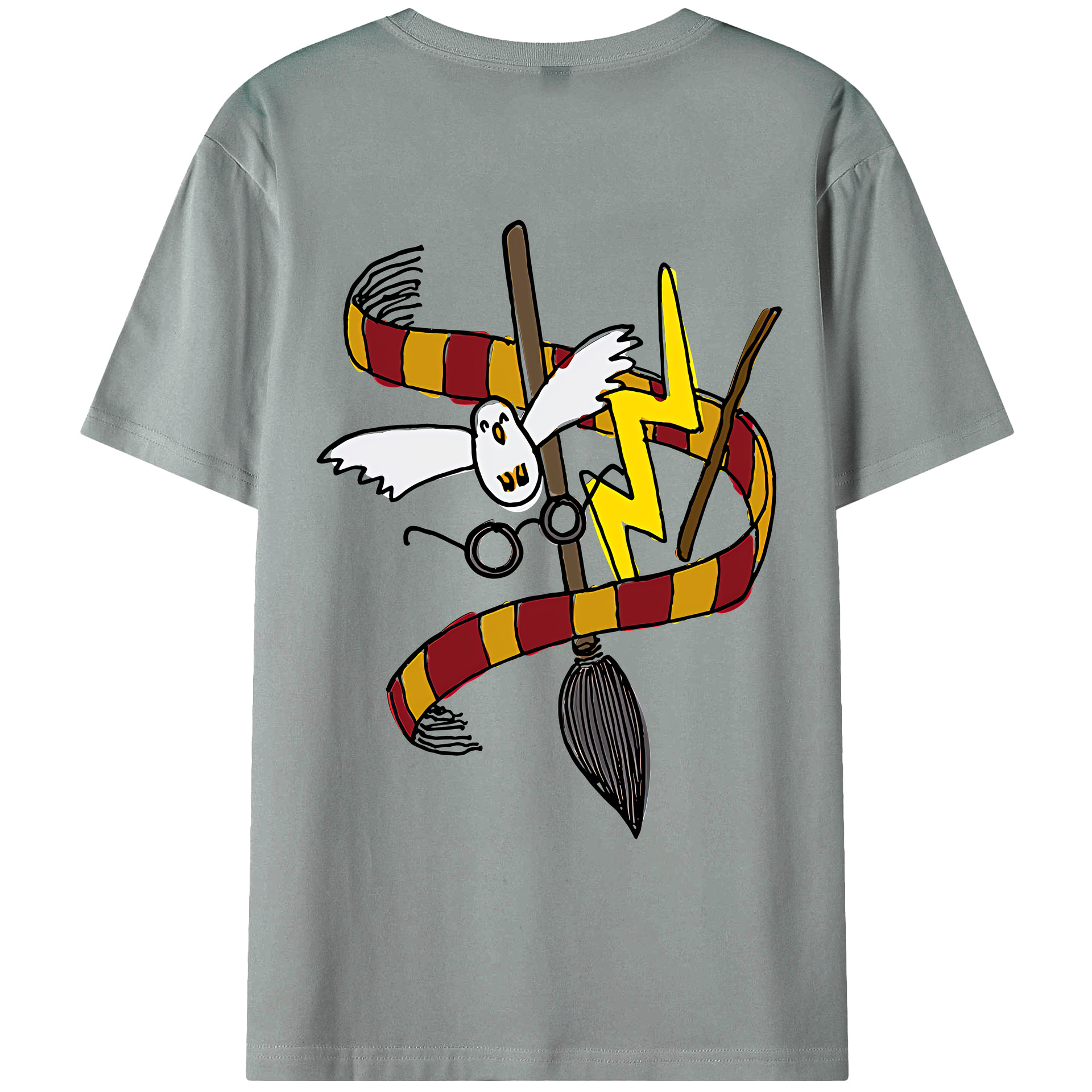 （画像用） Harry Potter ハリー・ポッターシリーズ 綿100％ メンズ半袖Tシャツ（バックプリント） 通気性